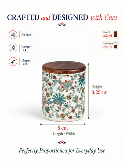 Small Jars with Wooden lid- Set of 2 with Metal Stand