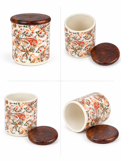 Small Jars with Wooden lid- Set of 2 with Metal Stand