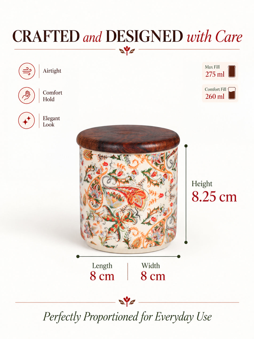 Small Jars with Wooden lid- Set of 2 with Metal Stand