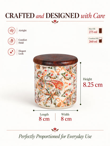 Small Jars with Wooden lid- Set of 2 with Metal Stand