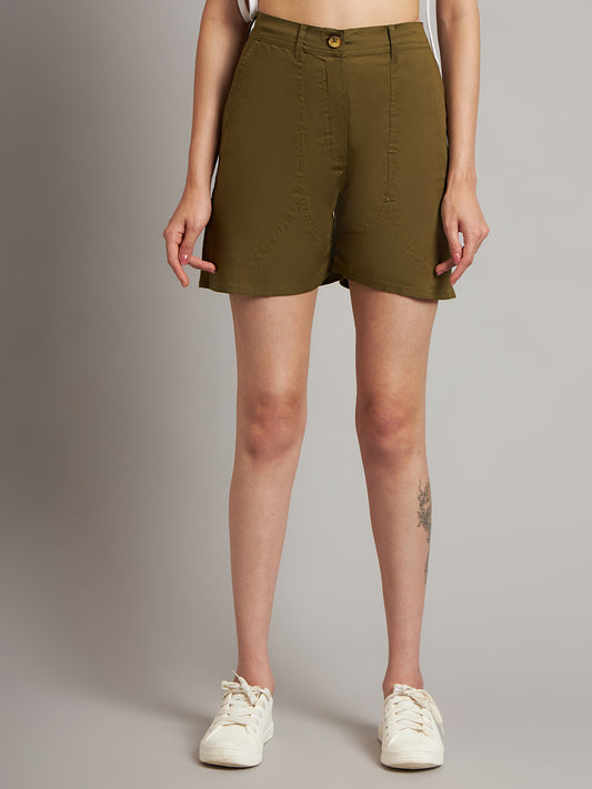 Solid Regular Fit Cotton Shorts