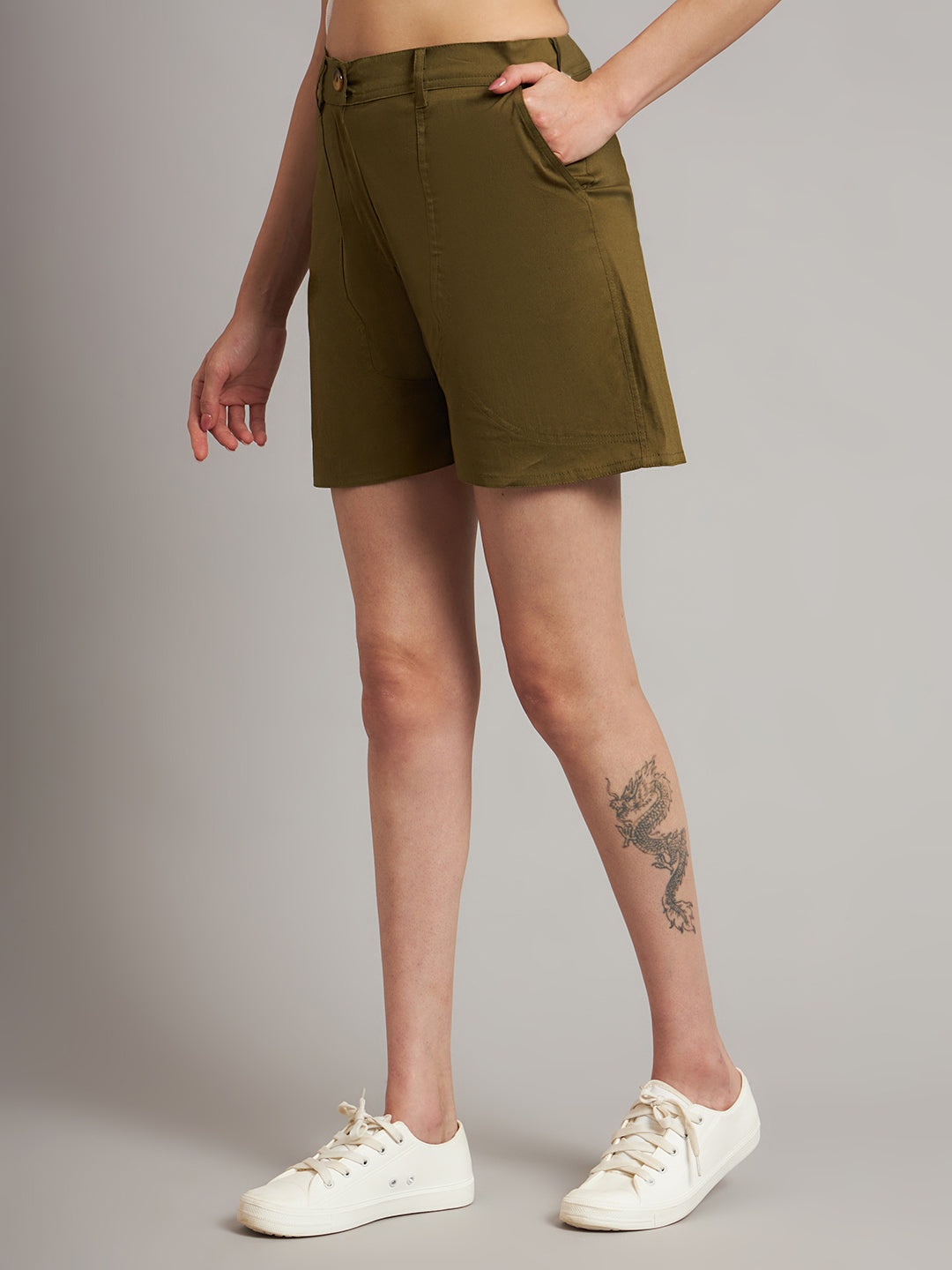 Solid Regular Fit Cotton Shorts