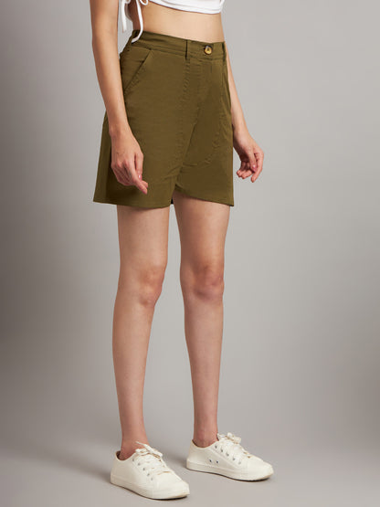 Solid Regular Fit Cotton Shorts