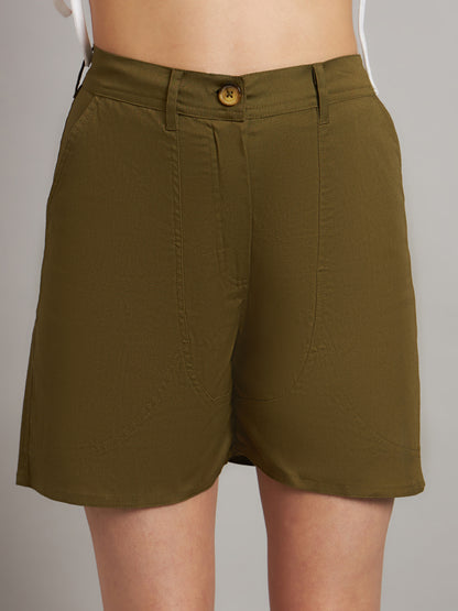 Solid Regular Fit Cotton Shorts