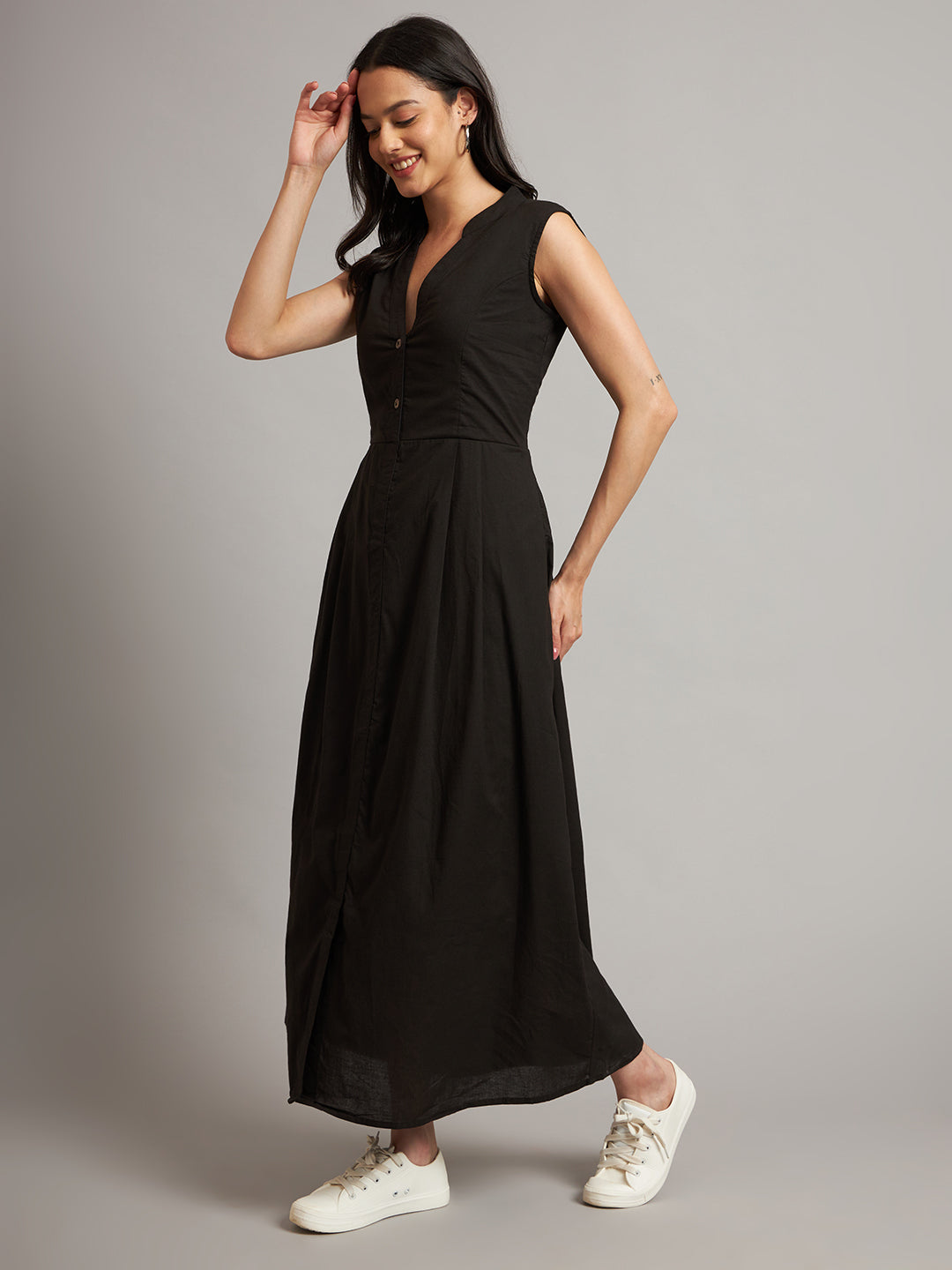 Cotton A-Line Maxi Dress