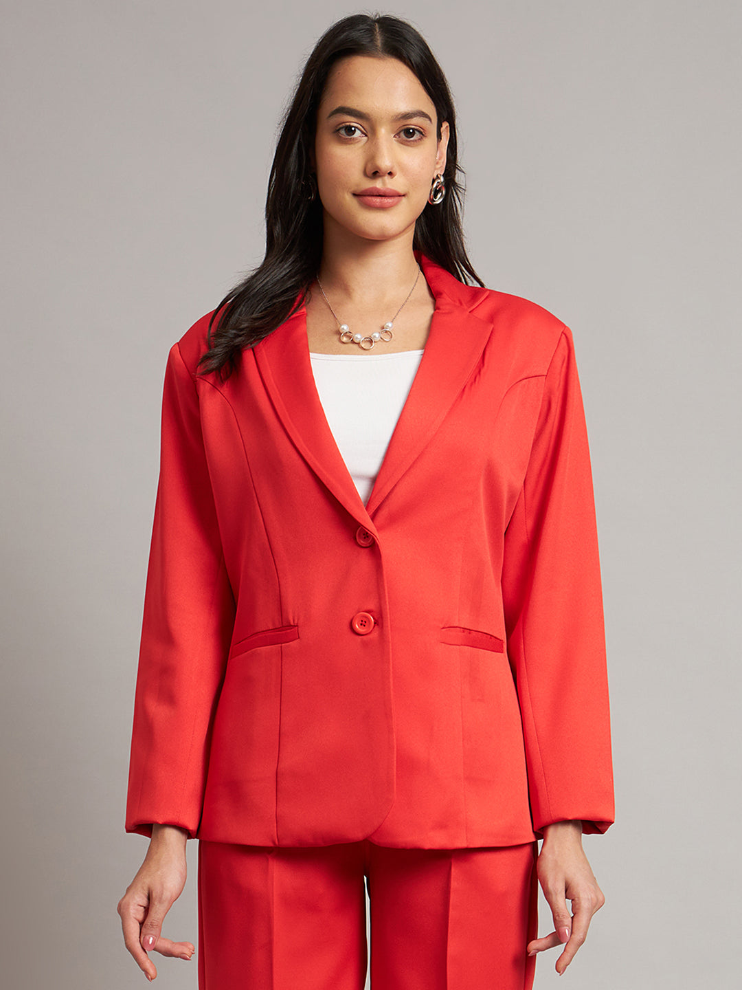 Notched Lapel Single-Breasted Blazer