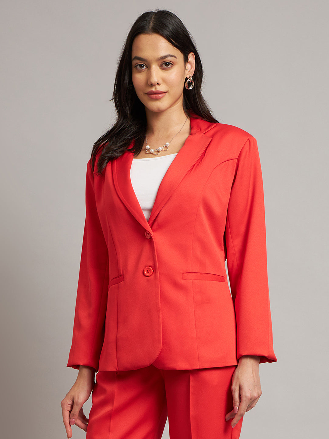 Notched Lapel Single-Breasted Blazer