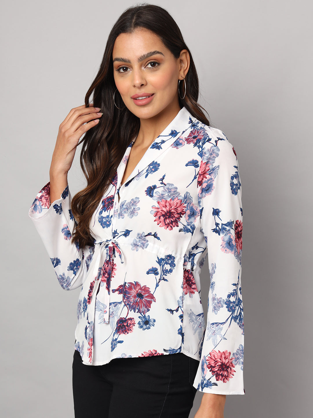 Printed Shirt Style Top