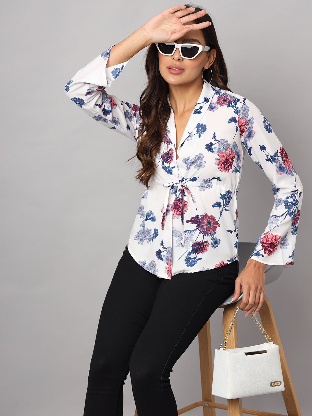 Printed Shirt Style Top