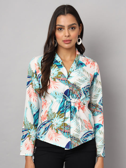 Printed Shirt Style Top