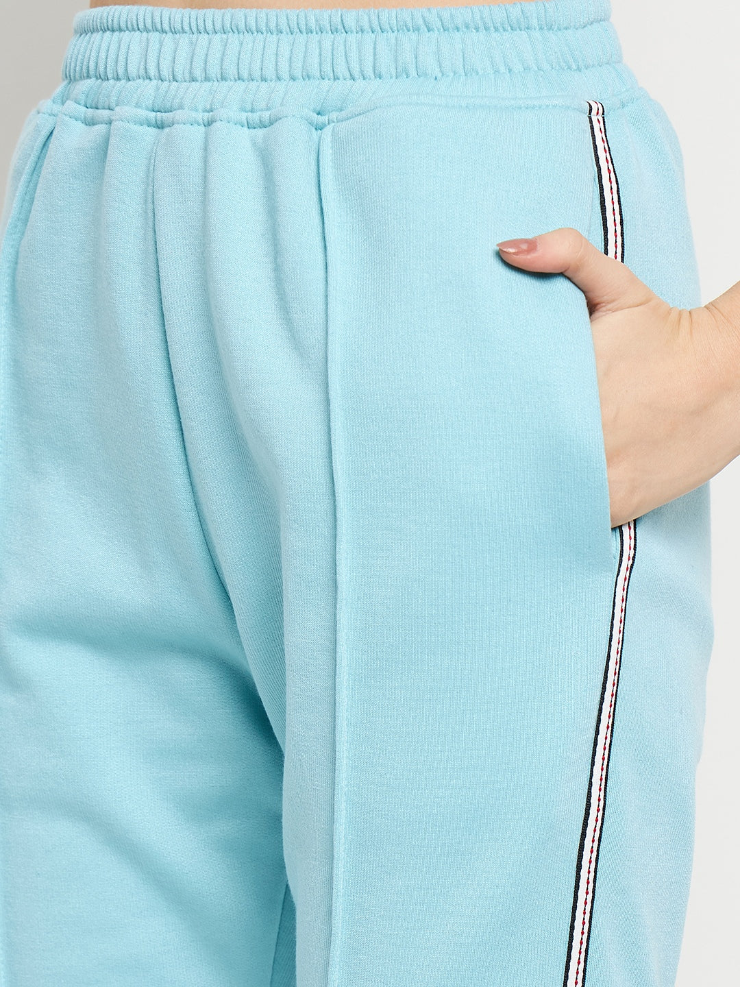 Women Solid Mock Collar Tracksuit