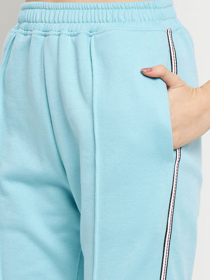 Women Solid Mock Collar Tracksuit
