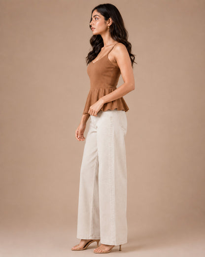 Shoulder Strap Peplum Top