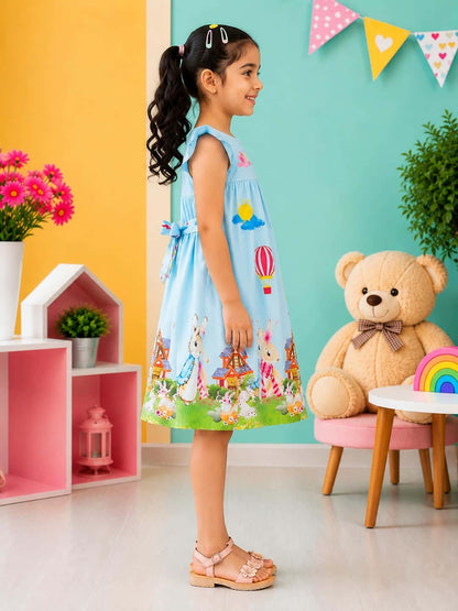 Printed Flutter/Cap Sleeve A-Line Dress