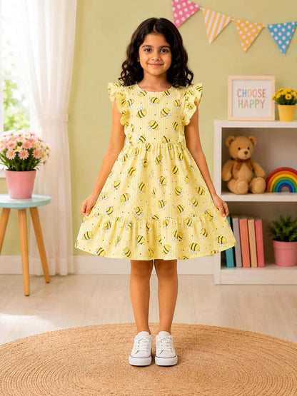 Yellow Bumblebee Print Dress