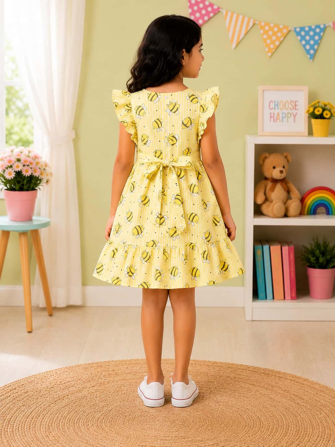 Yellow Bumblebee Print Dress