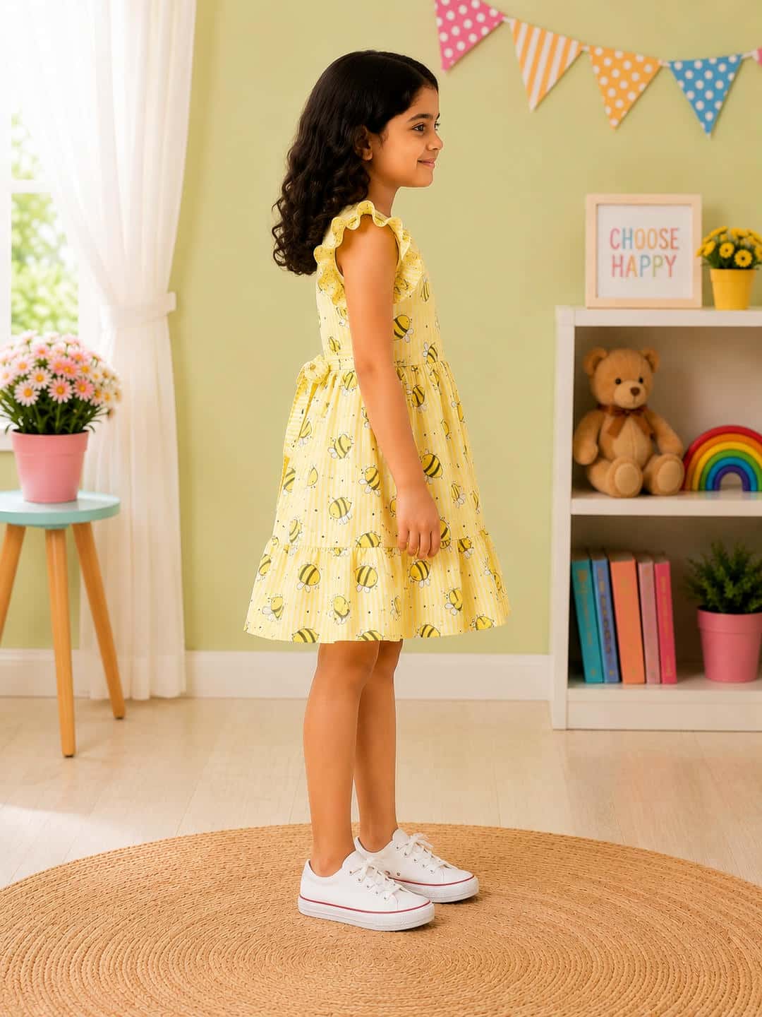 Yellow Bumblebee Print Dress