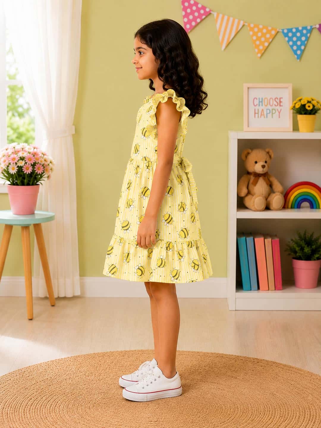 Yellow Bumblebee Print Dress