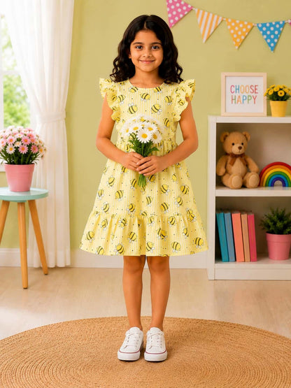 Yellow Bumblebee Print Dress