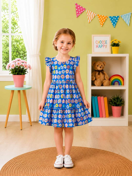 Poppylane Tiered Dress with Frill/Flutter Sleeves