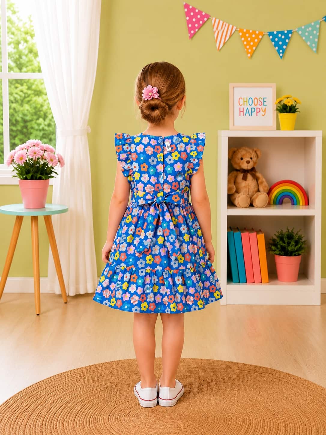 Floral Tiered Dress with Frill/Flutter Sleeves