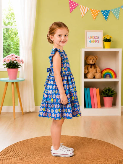 Floral Tiered Dress with Frill/Flutter Sleeves