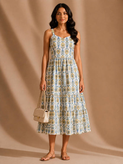 Tiered Fit & Flare Midi Dress