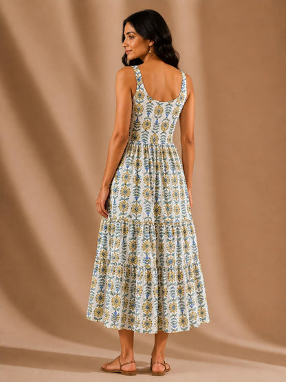 Tiered Fit & Flare Midi Dress
