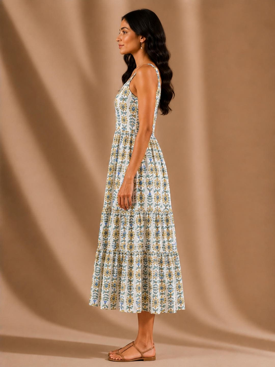 Tiered Fit & Flare Midi Dress