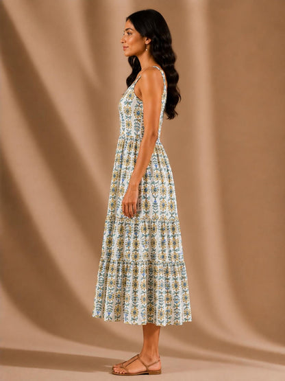 Tiered Fit & Flare Midi Dress