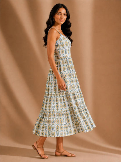 Tiered Fit & Flare Midi Dress
