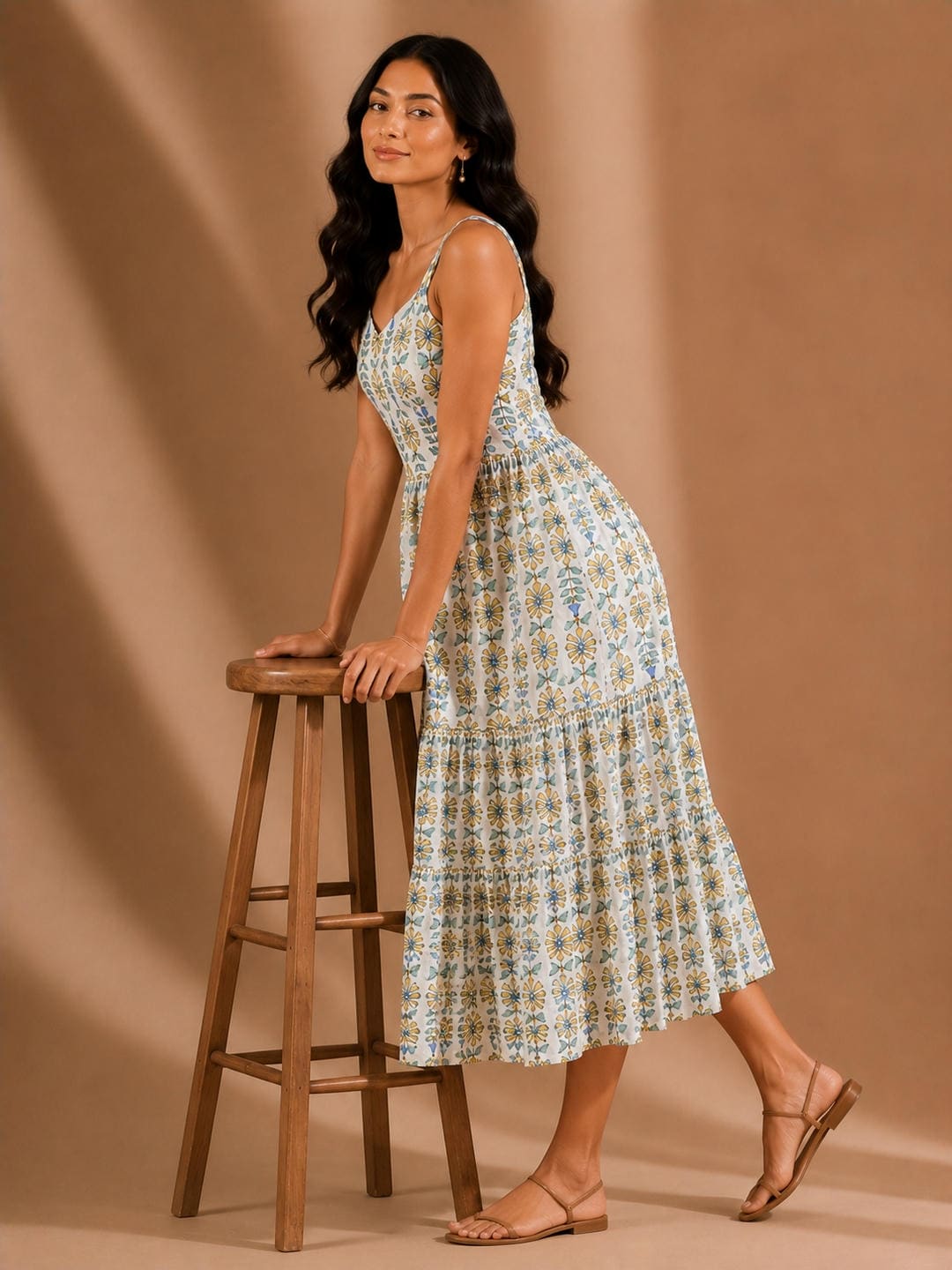 Tiered Fit & Flare Midi Dress