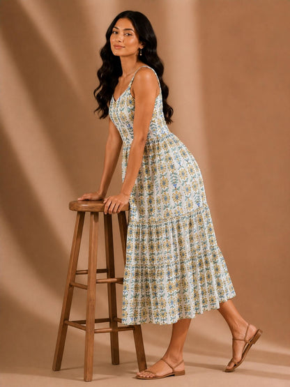Tiered Fit & Flare Midi Dress
