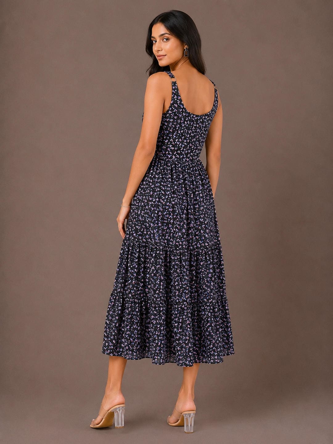 Tiered Fit & Flare Midi Dress