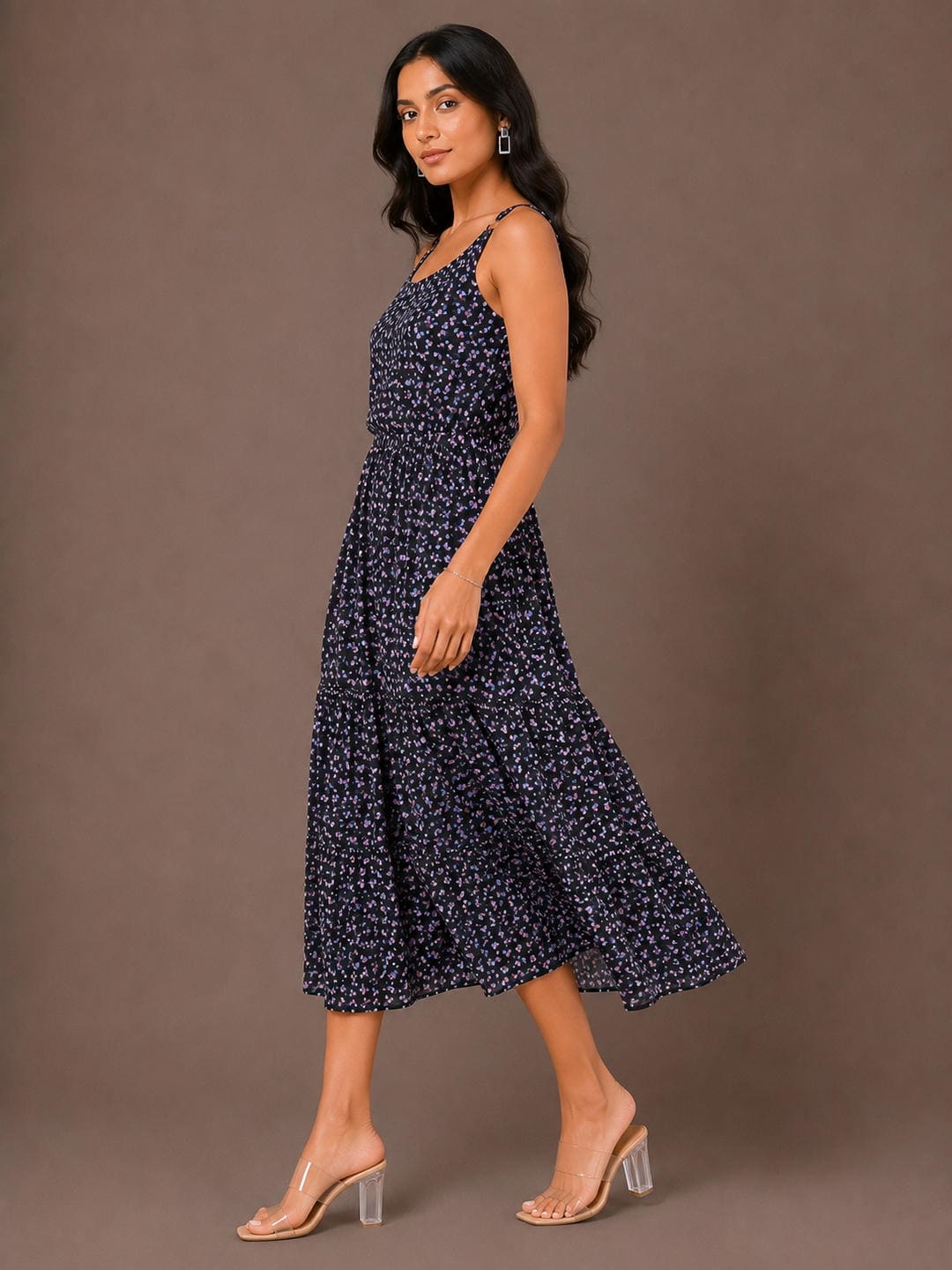 Tiered Fit & Flare Midi Dress