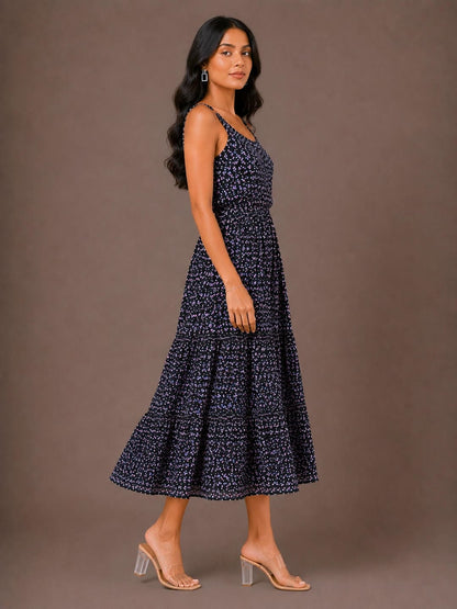Tiered Fit & Flare Midi Dress