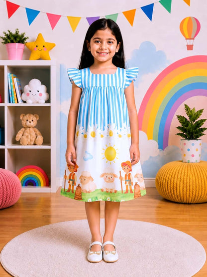 Poppylane-Printed Dress for Girls