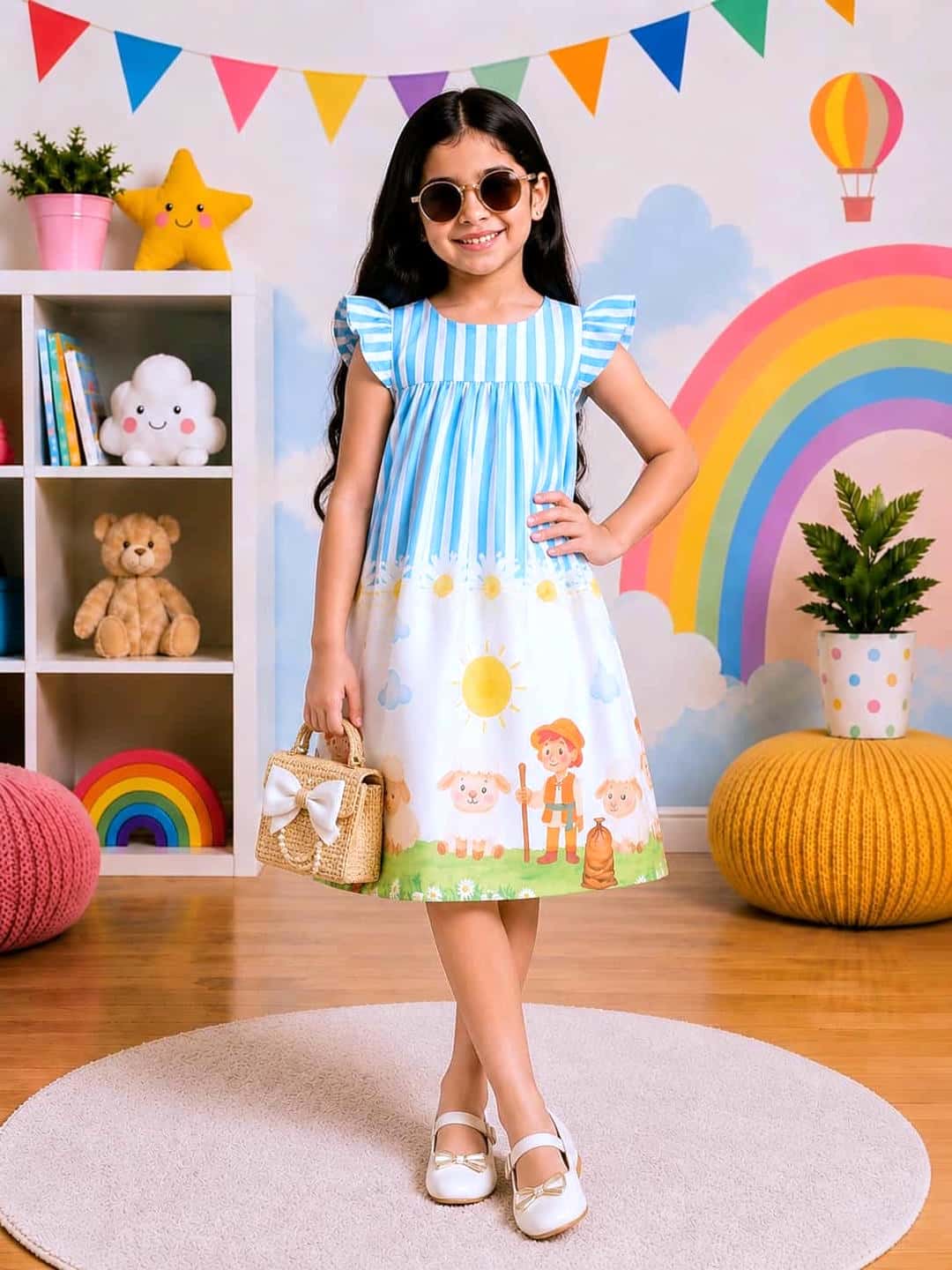 Poppylane-Printed Dress for Girls