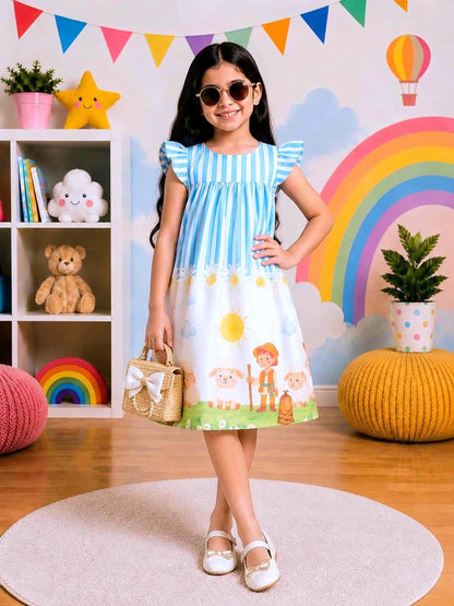 Poppylane-Printed Dress for Girls