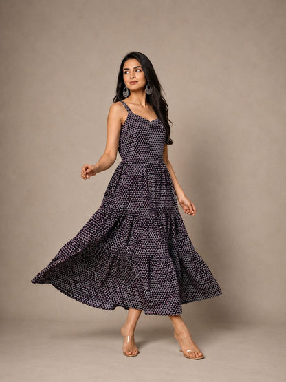 Tiered Fit & Flare Midi Dress