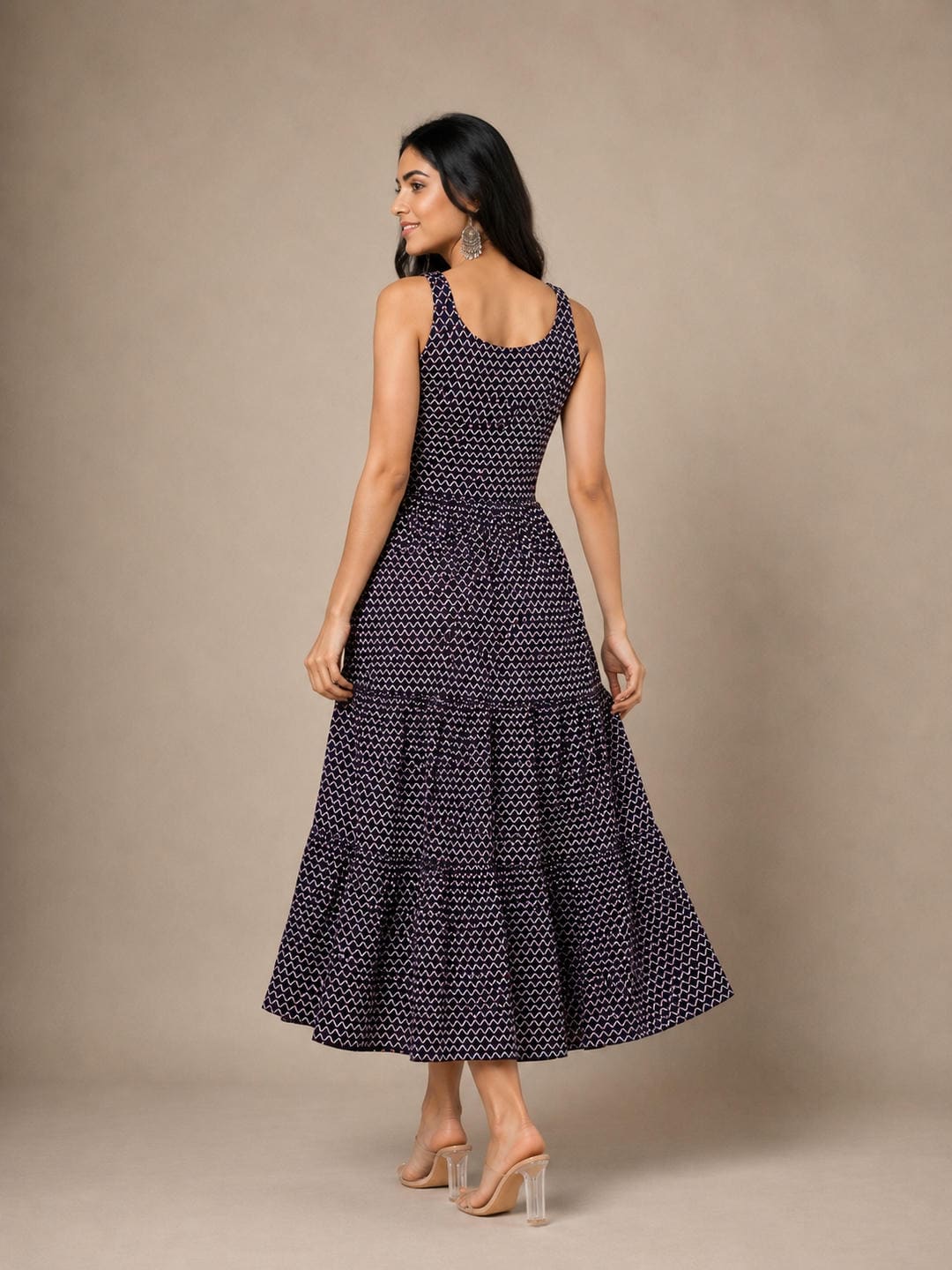 Tiered Fit & Flare Midi Dress