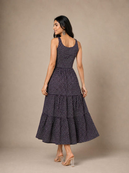 Tiered Fit & Flare Midi Dress