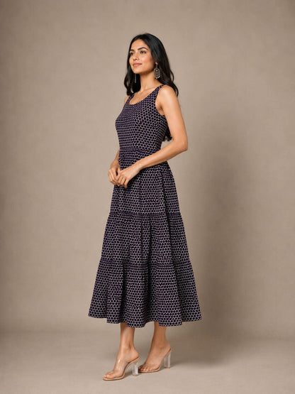 Tiered Fit & Flare Midi Dress
