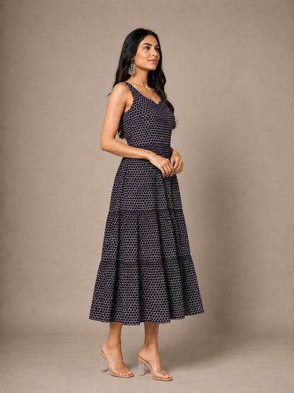 Tiered Fit & Flare Midi Dress
