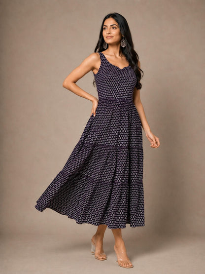 Tiered Fit & Flare Midi Dress