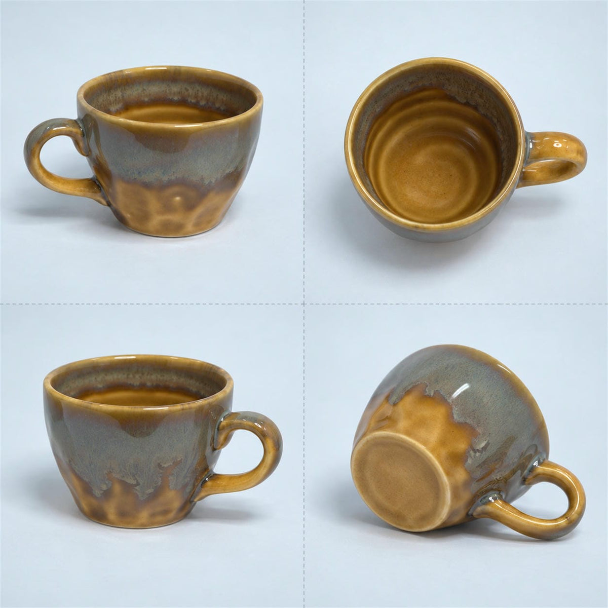 Coffee Mugs Set of 6 | Brown Golden | 220 ml