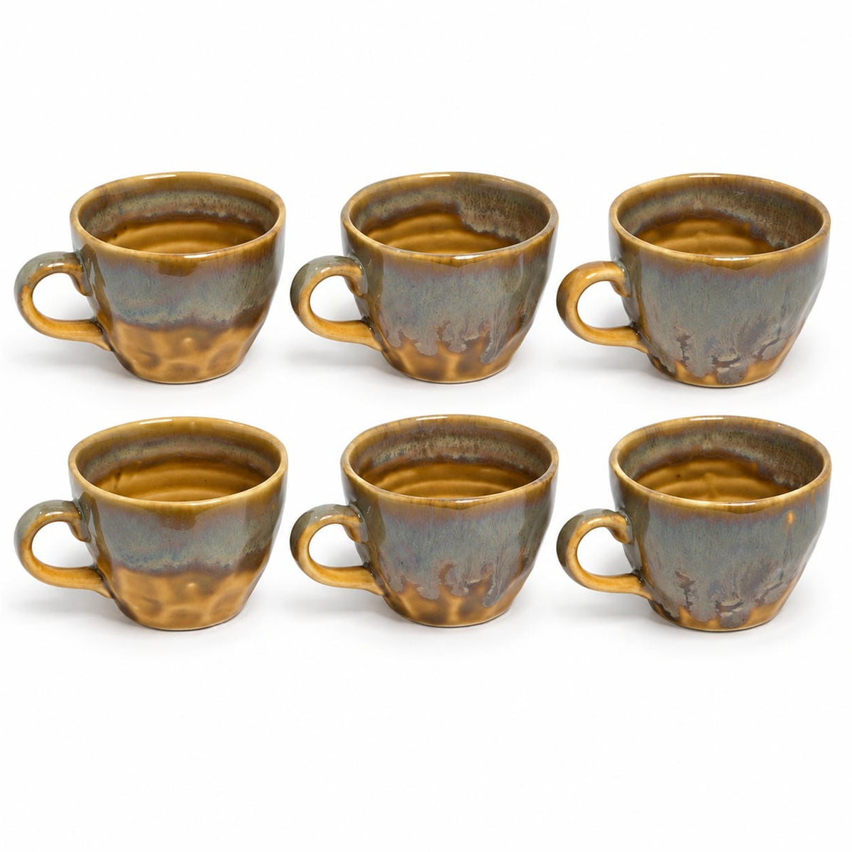 Coffee Mugs Set of 6 | Brown Golden | 220 ml