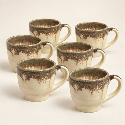 Coffee Mugs Set | Cream - Brown | 350 ml