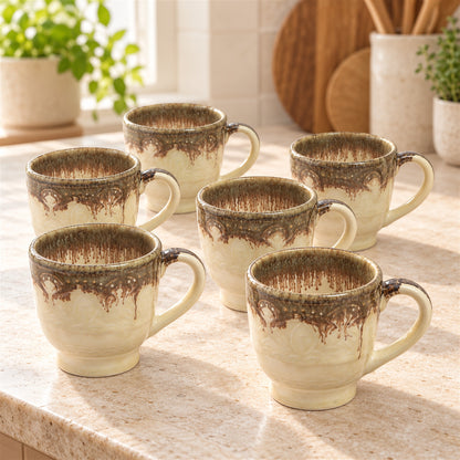 Coffee Mugs Set | Cream - Brown | 350 ml