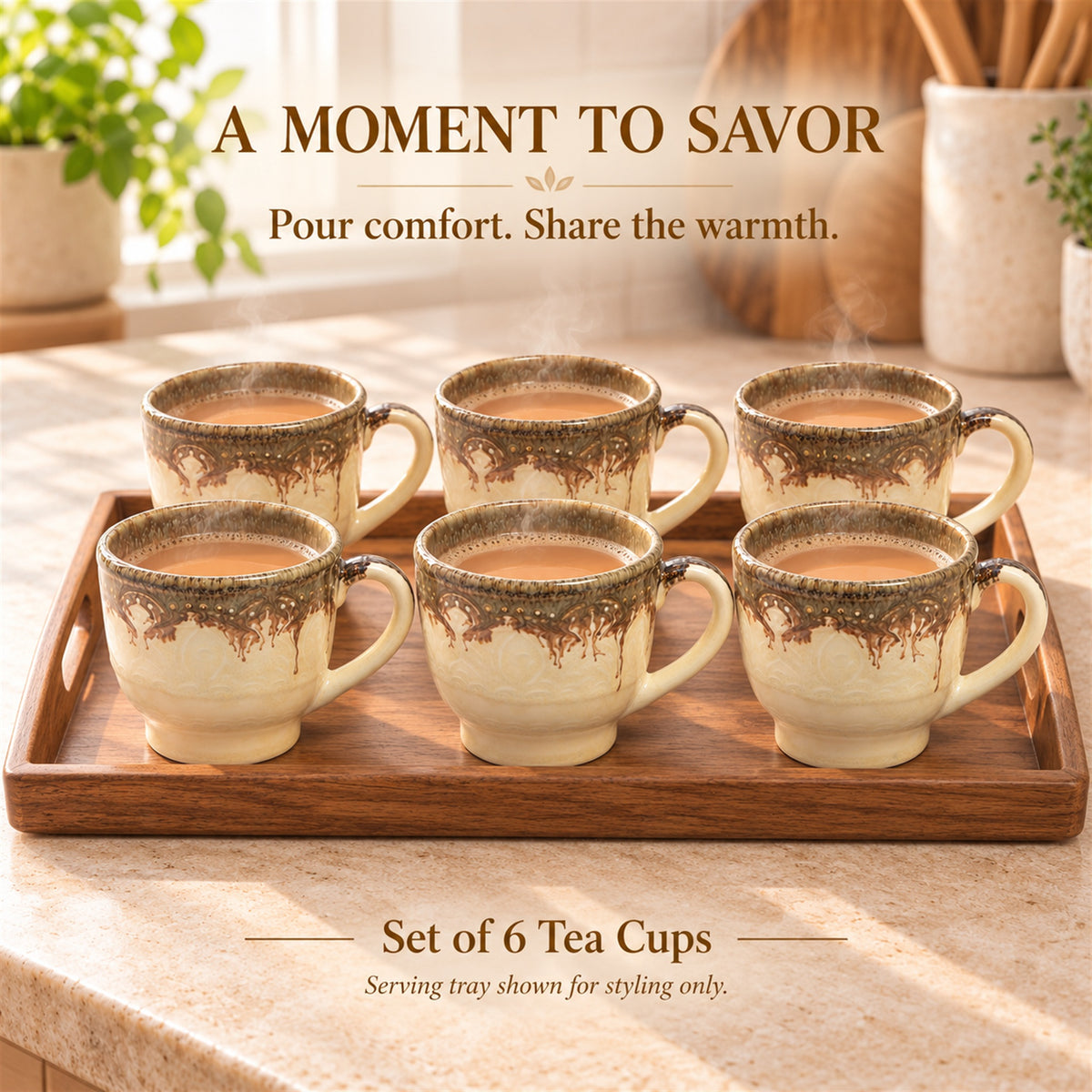 Coffee Mugs Set | Cream - Brown | 350 ml